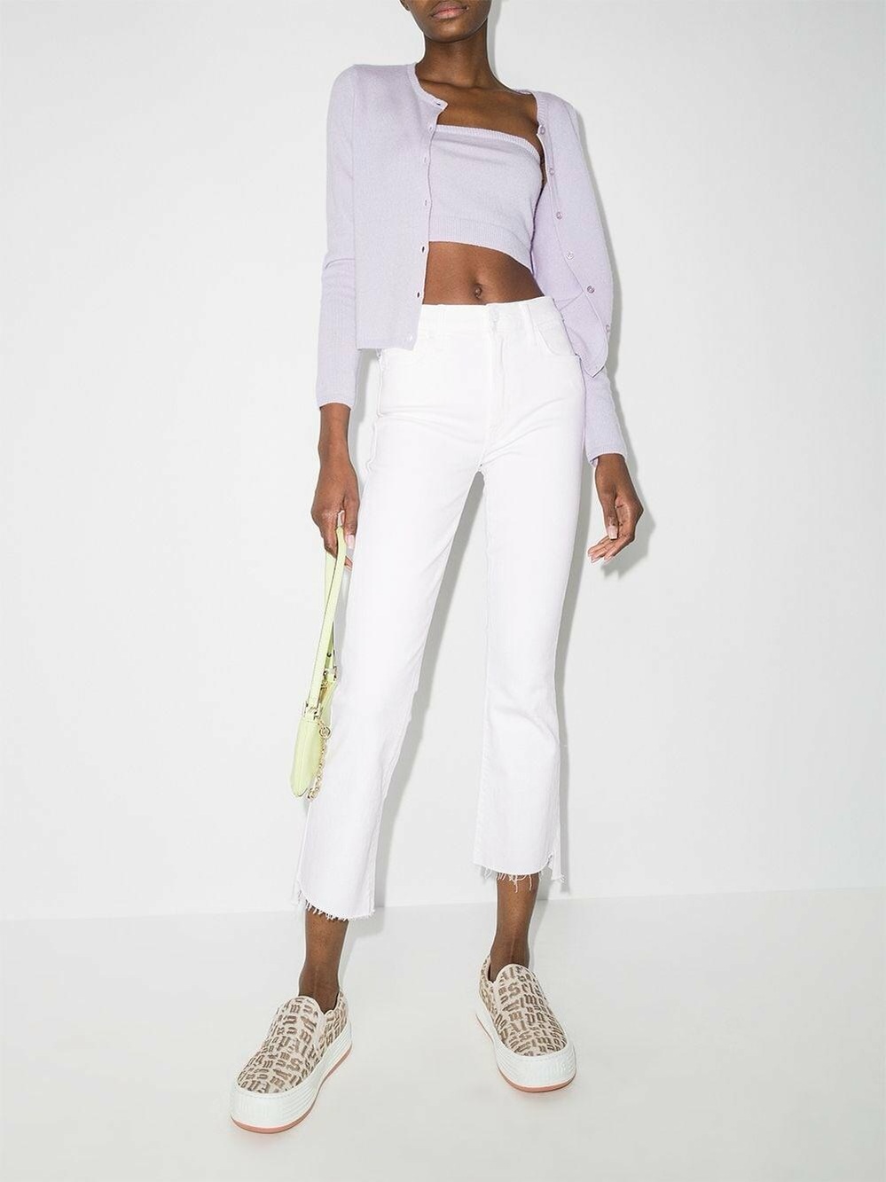 NWT Mother insider crop step fray white flare denim jeans 27 fairest of them all